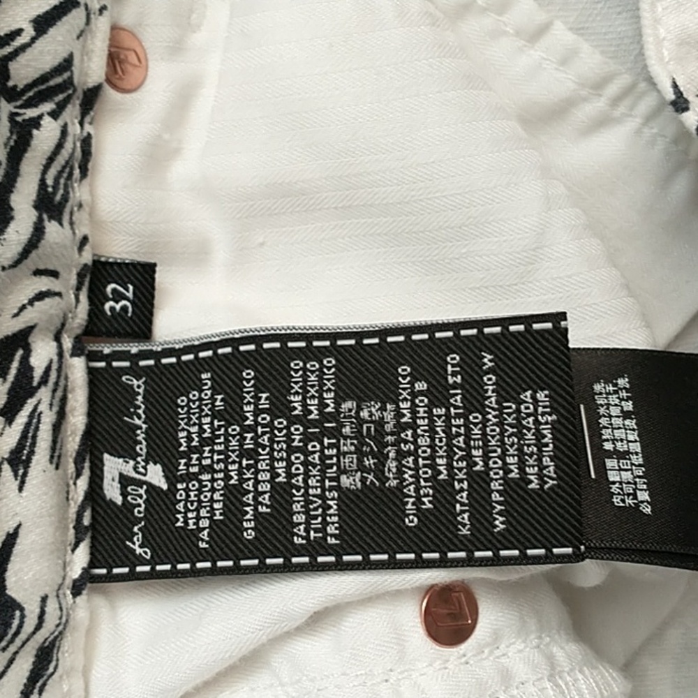 7 For All Mankind  White & Black Denim Brushstroke Print Skirt, Size 32 - Picture 3 of 5